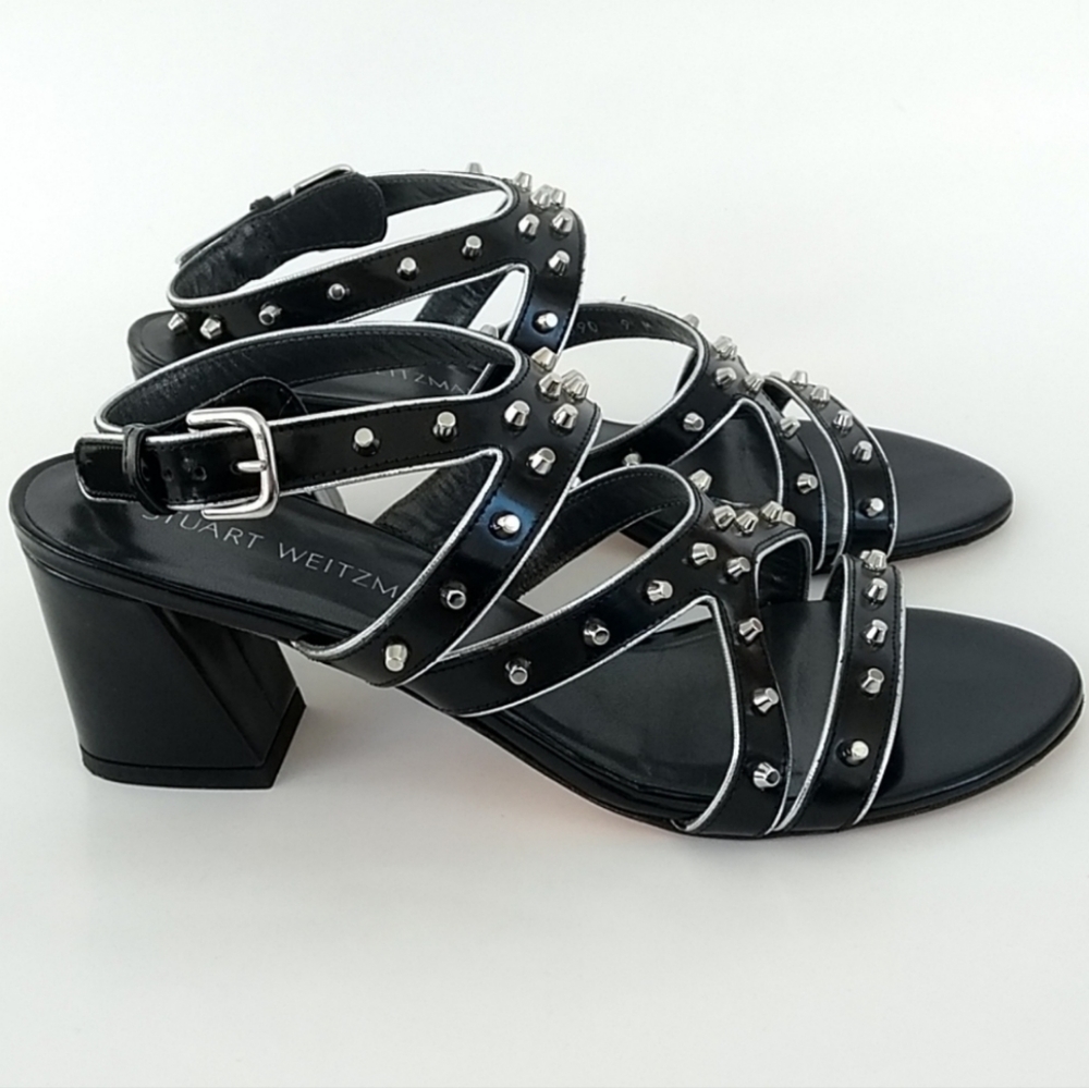 Stuart Weitzman Patent Studded Sandals - Size 9 - Picture 1 of 12